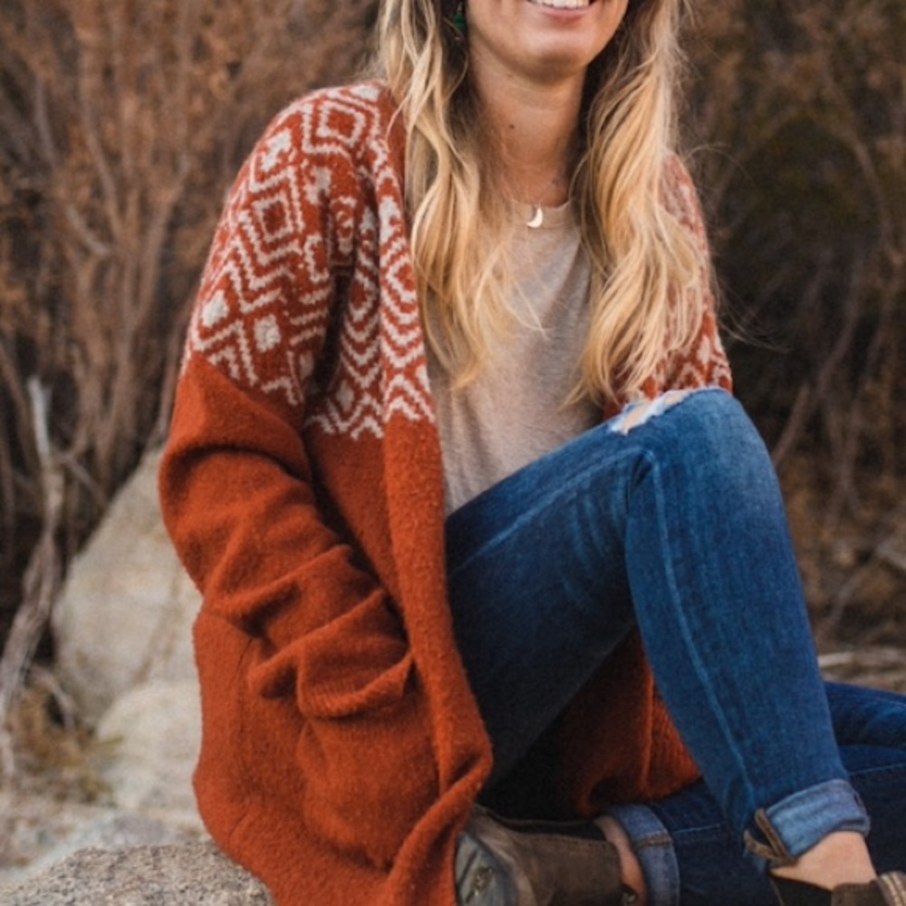 Orange flowy cardigan